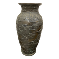 Early 20th Century Meiji Period Japanese Bronze Dragon and Cloud Vase or Urn