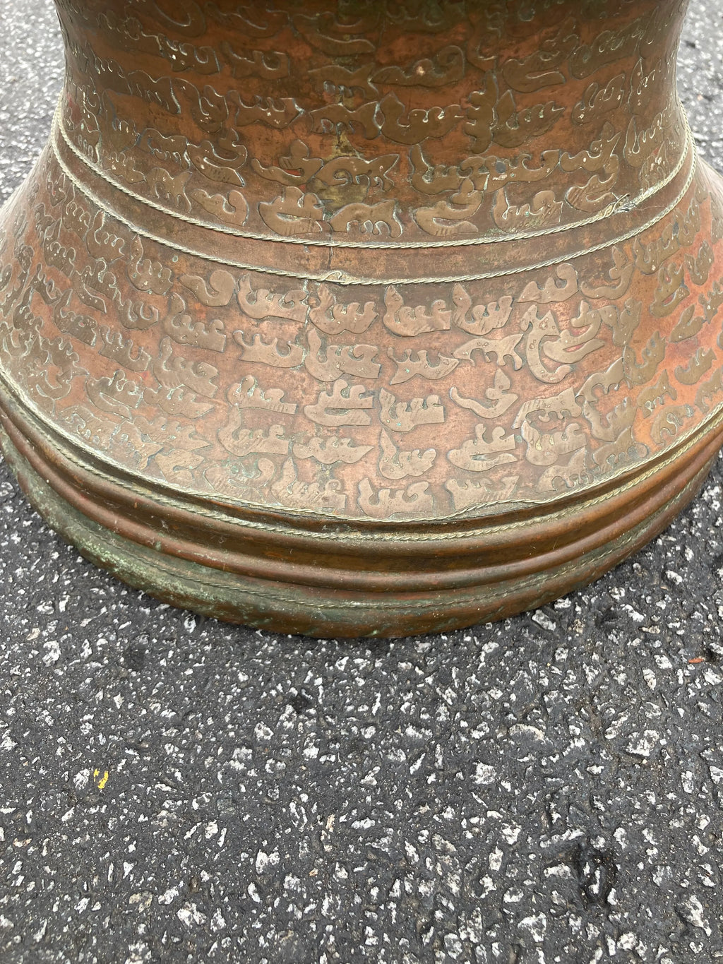 Early 20th Century Monumental Moroccan Hand Embossed Copper and Brass Urn or Floor Vase