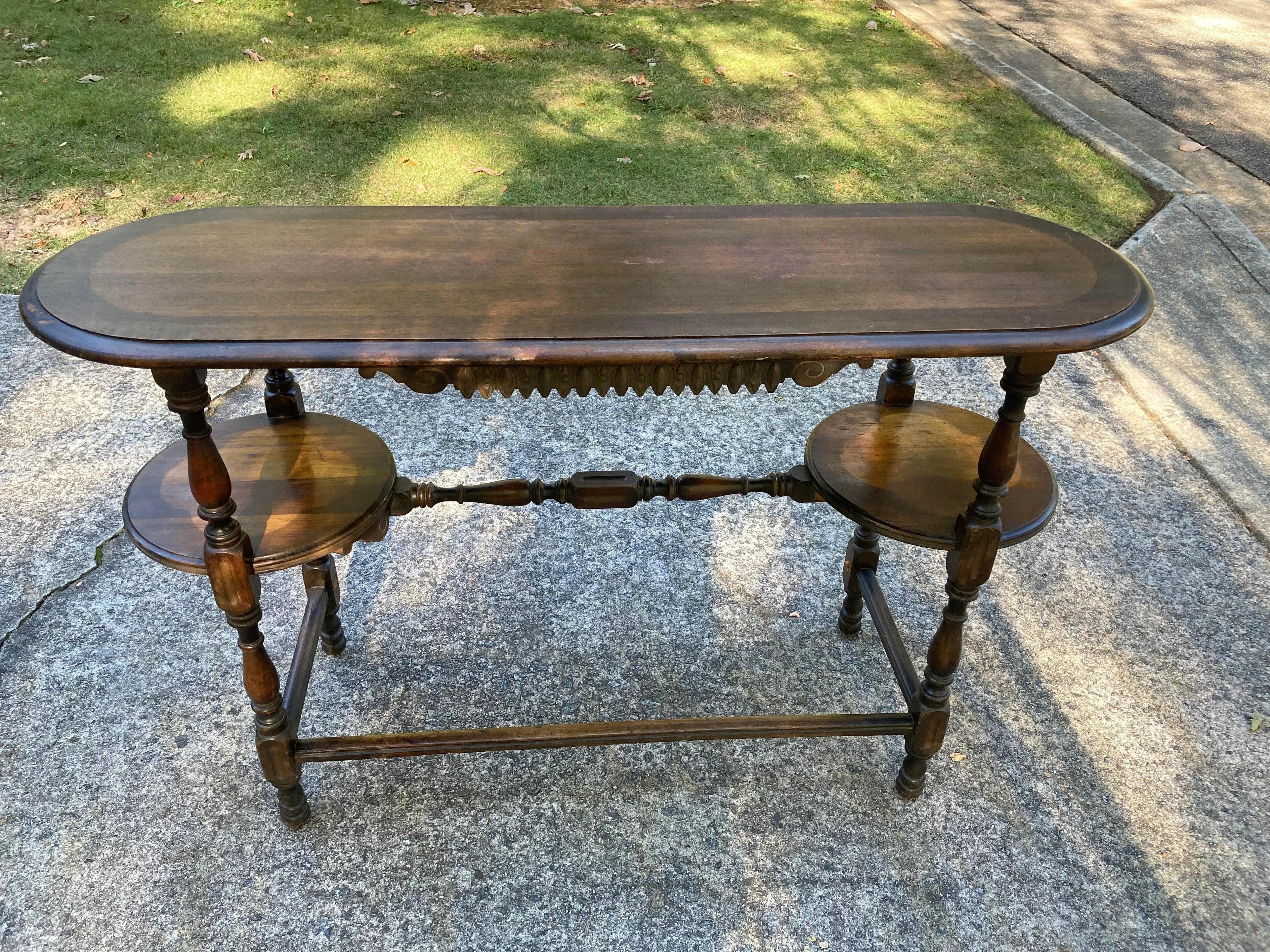 Early 20th Century Oval Mahogany Console Table