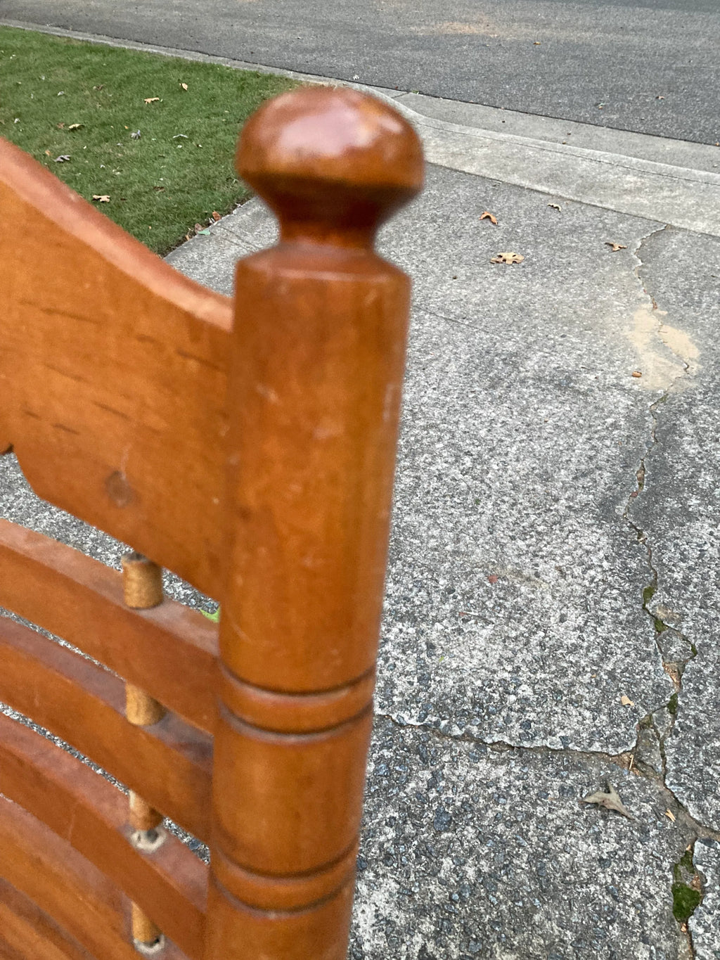 Early 20th Century Rare Form Oak Rocking Chair With Floating Slat Back and Seat