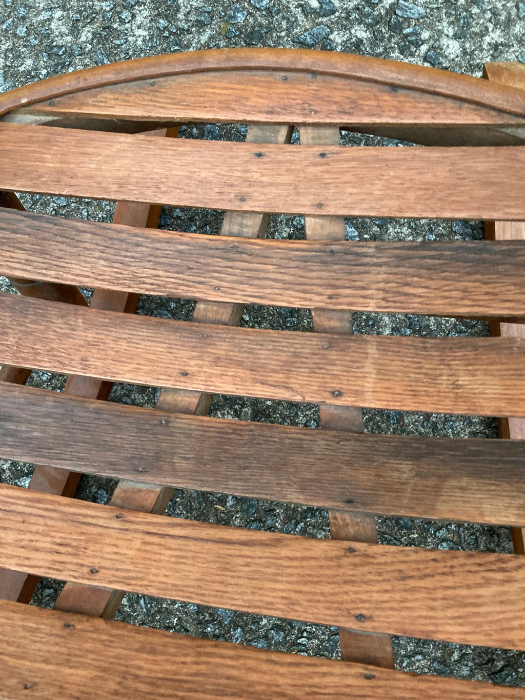 Early 20th Century Rare Form Oak Rocking Chair With Floating Slat Back and Seat