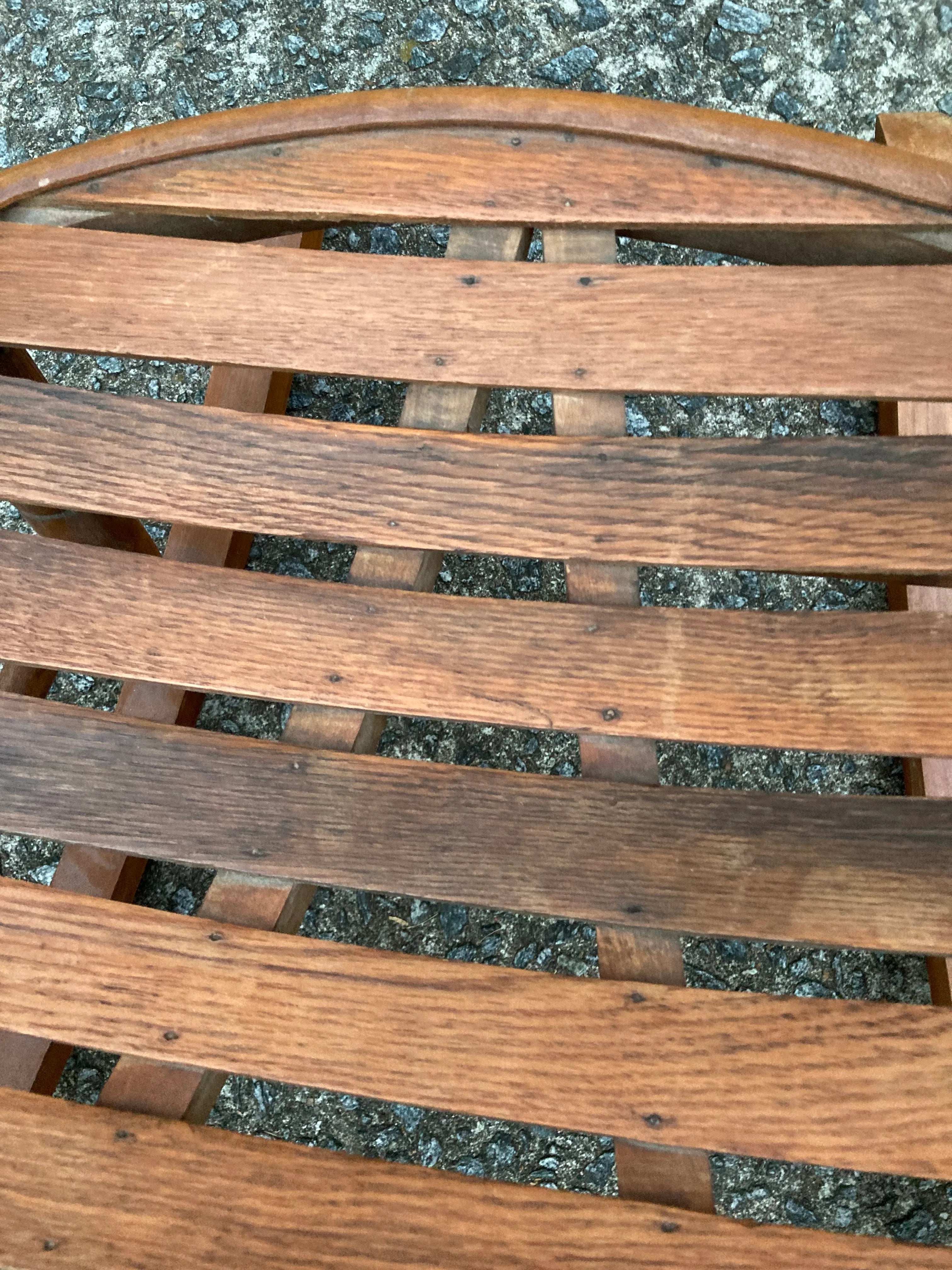 Early 20th Century Rare Form Oak Rocking Chair With Floating Slat Back and Seat