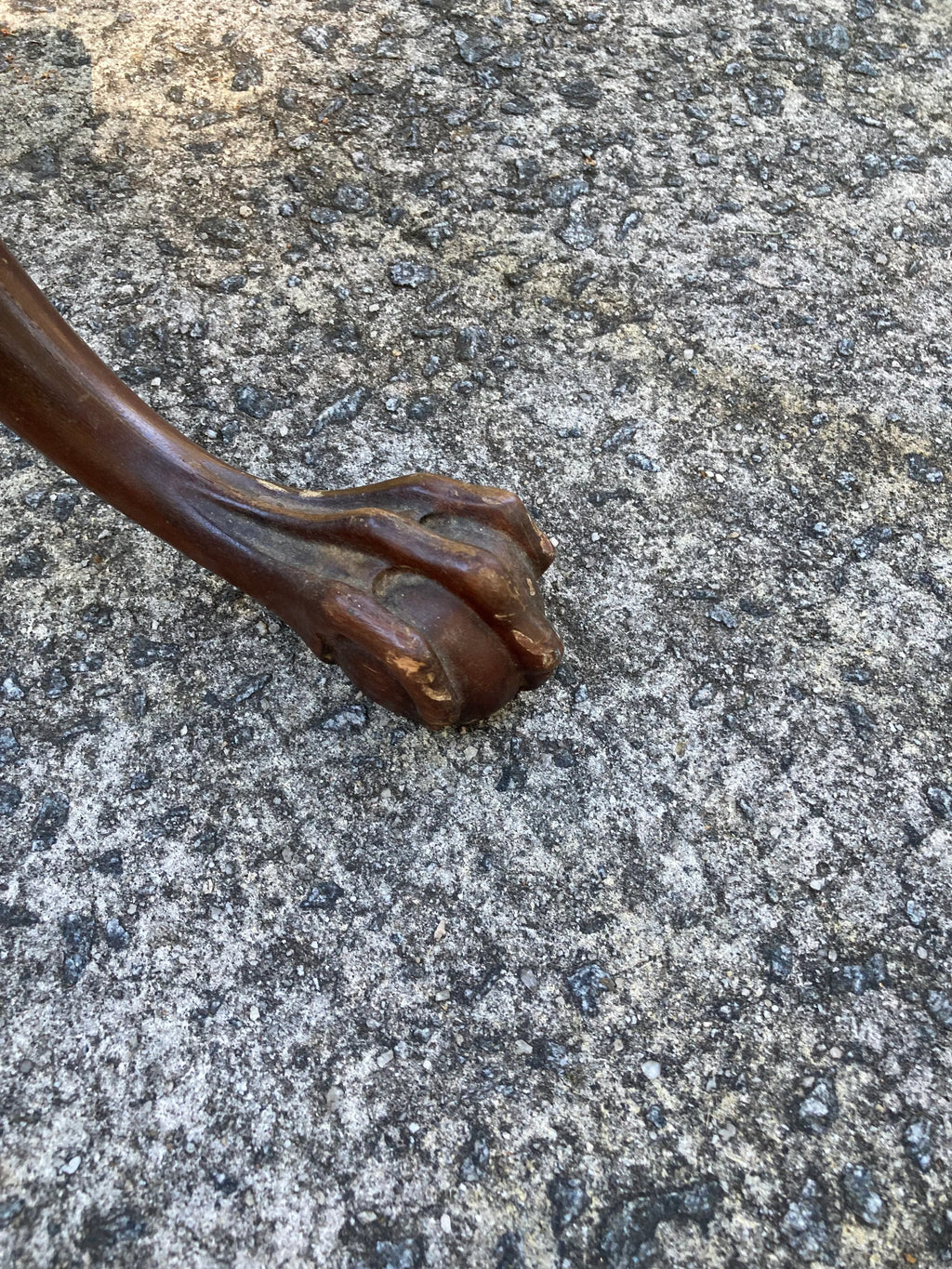 Early 20th Century Wabi Sabi Naturally Distressed Mahogany Pie Crust Tea Table With Ball and Claw Feet