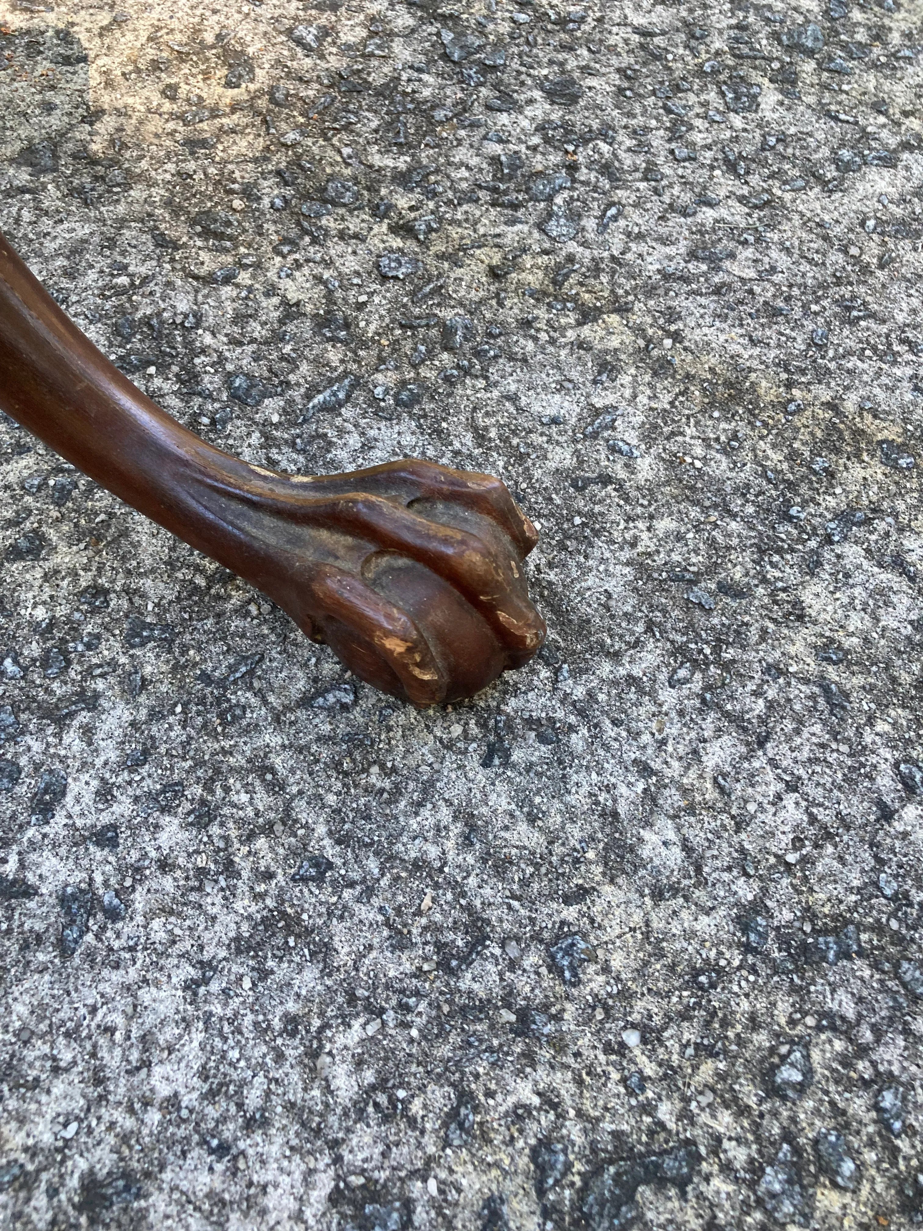 Early 20th Century Wabi Sabi Naturally Distressed Mahogany Pie Crust Tea Table With Ball and Claw Feet
