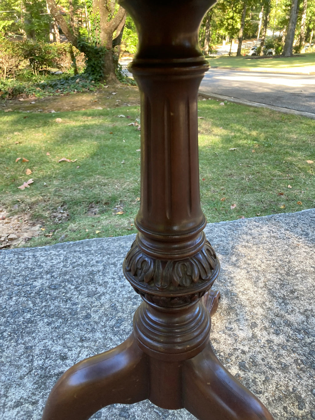 Early 20th Century Wabi Sabi Naturally Distressed Mahogany Pie Crust Tea Table With Ball and Claw Feet