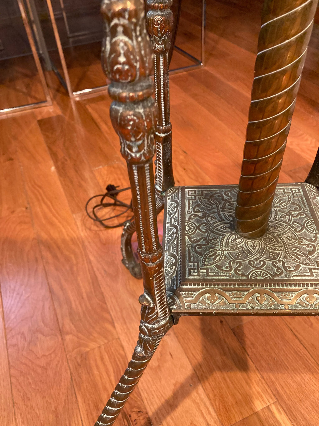 Late 19th Century Antique Bradley and Hubbard Piano Lamp With Original Hand-Painted Milk-Glass Shade