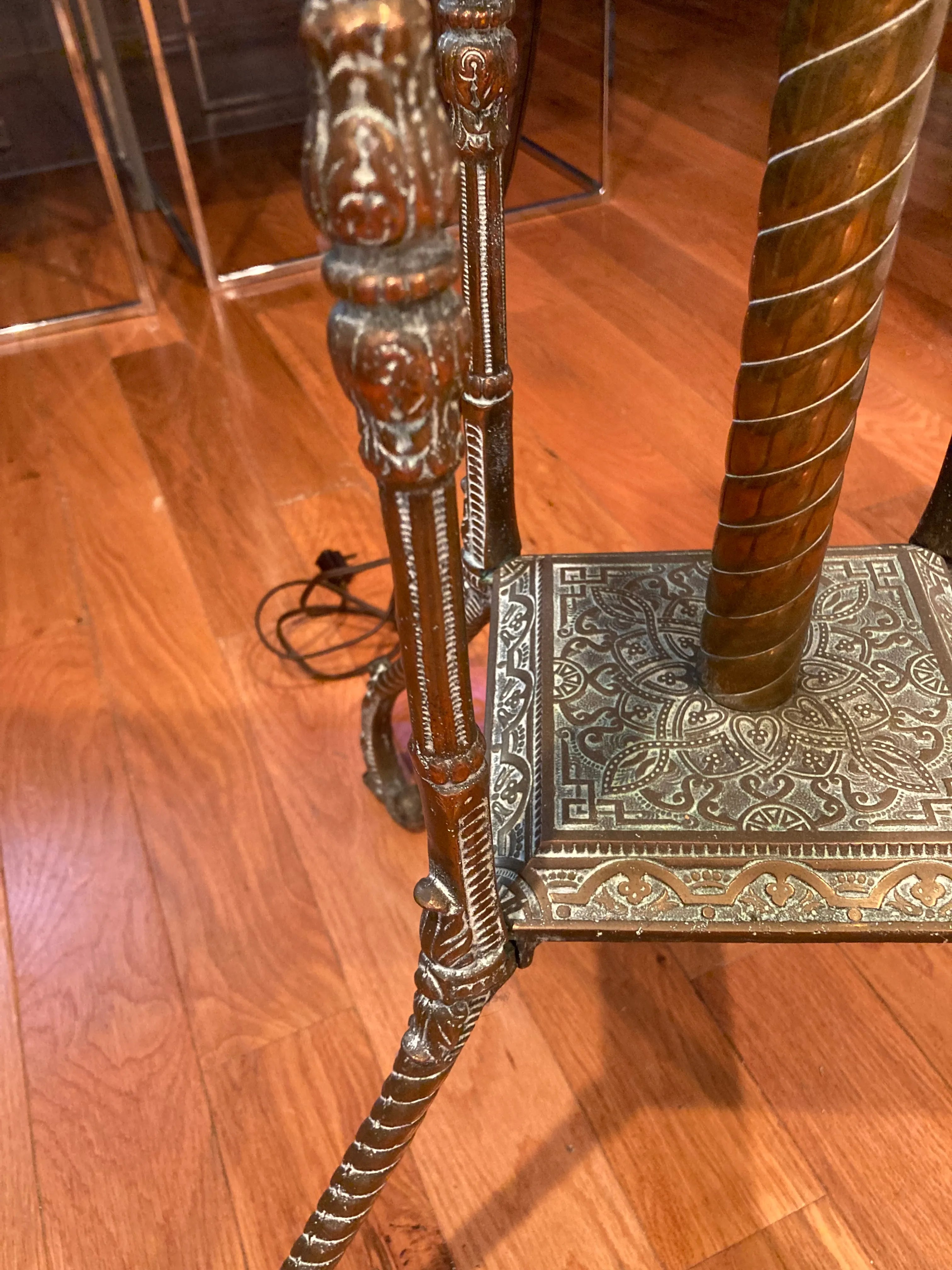 Late 19th Century Antique Bradley and Hubbard Piano Lamp With Original Hand-Painted Milk-Glass Shade