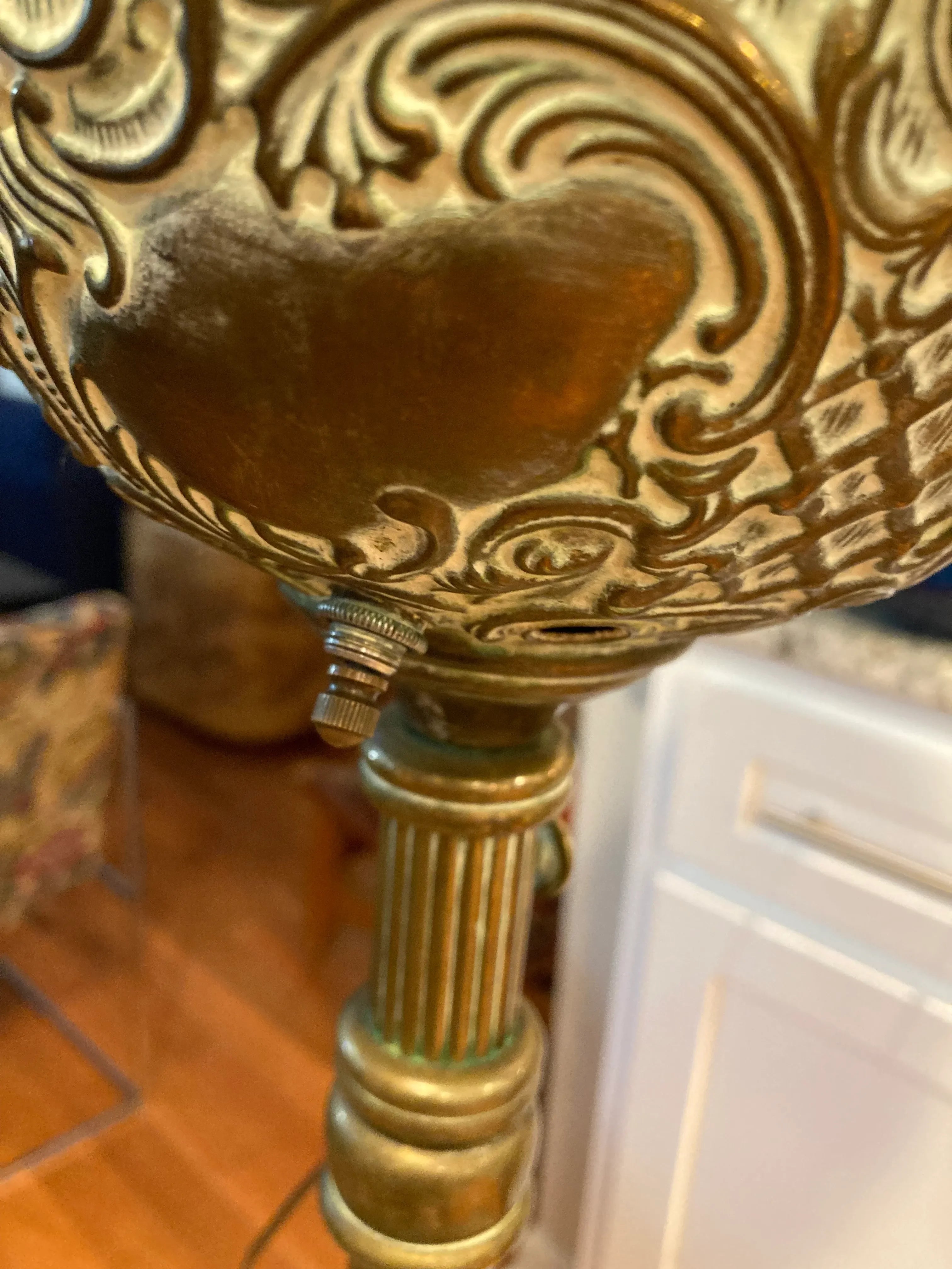 Late 19th Century Antique Bradley and Hubbard Piano Lamp With Original Hand-Painted Milk-Glass Shade