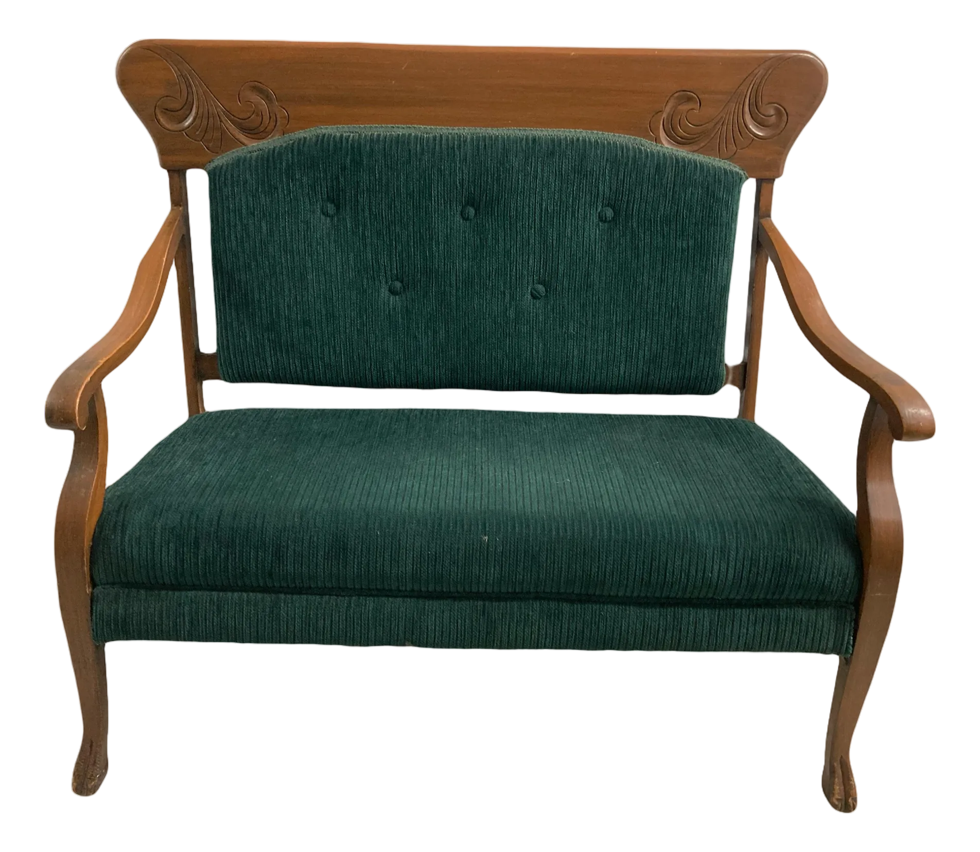 Late 19th Century Antique Carved Wooden Settee or Bench