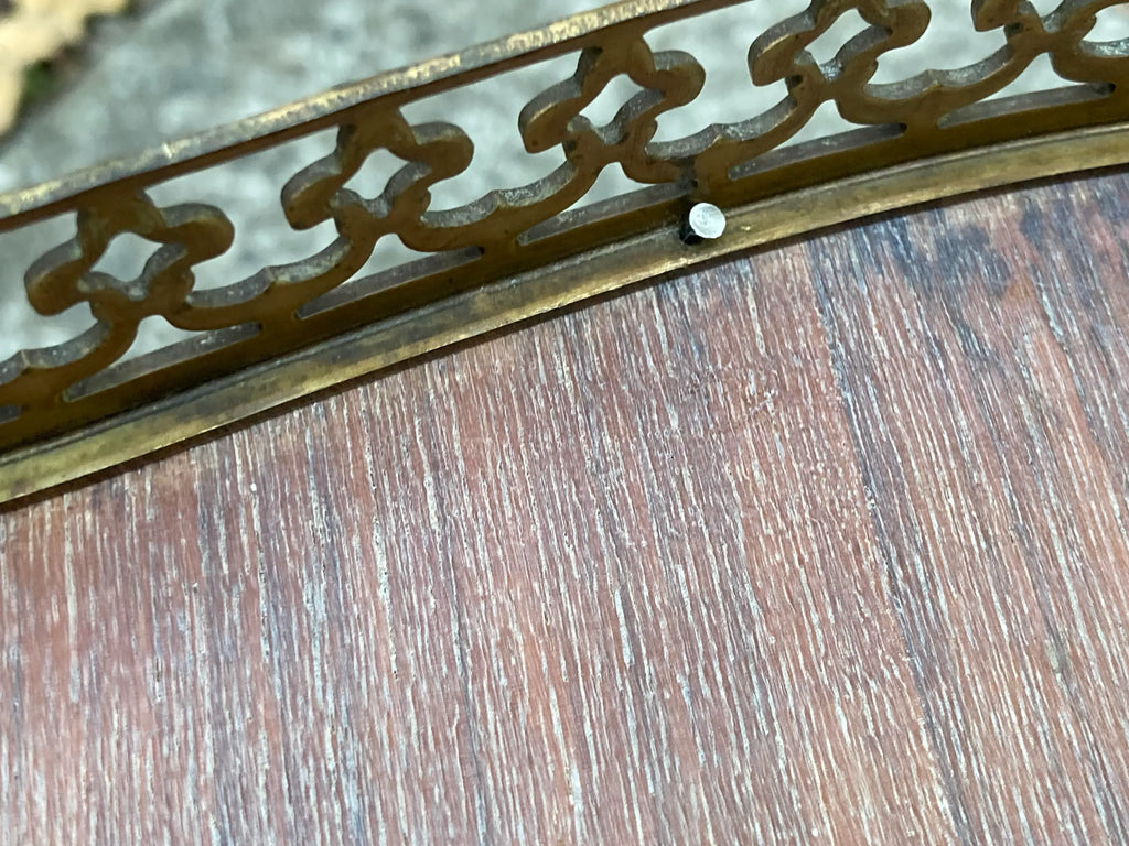 Late 19th Century Antique French Provincial Bleached Marquetry Occasional Table With Bronze Gallery