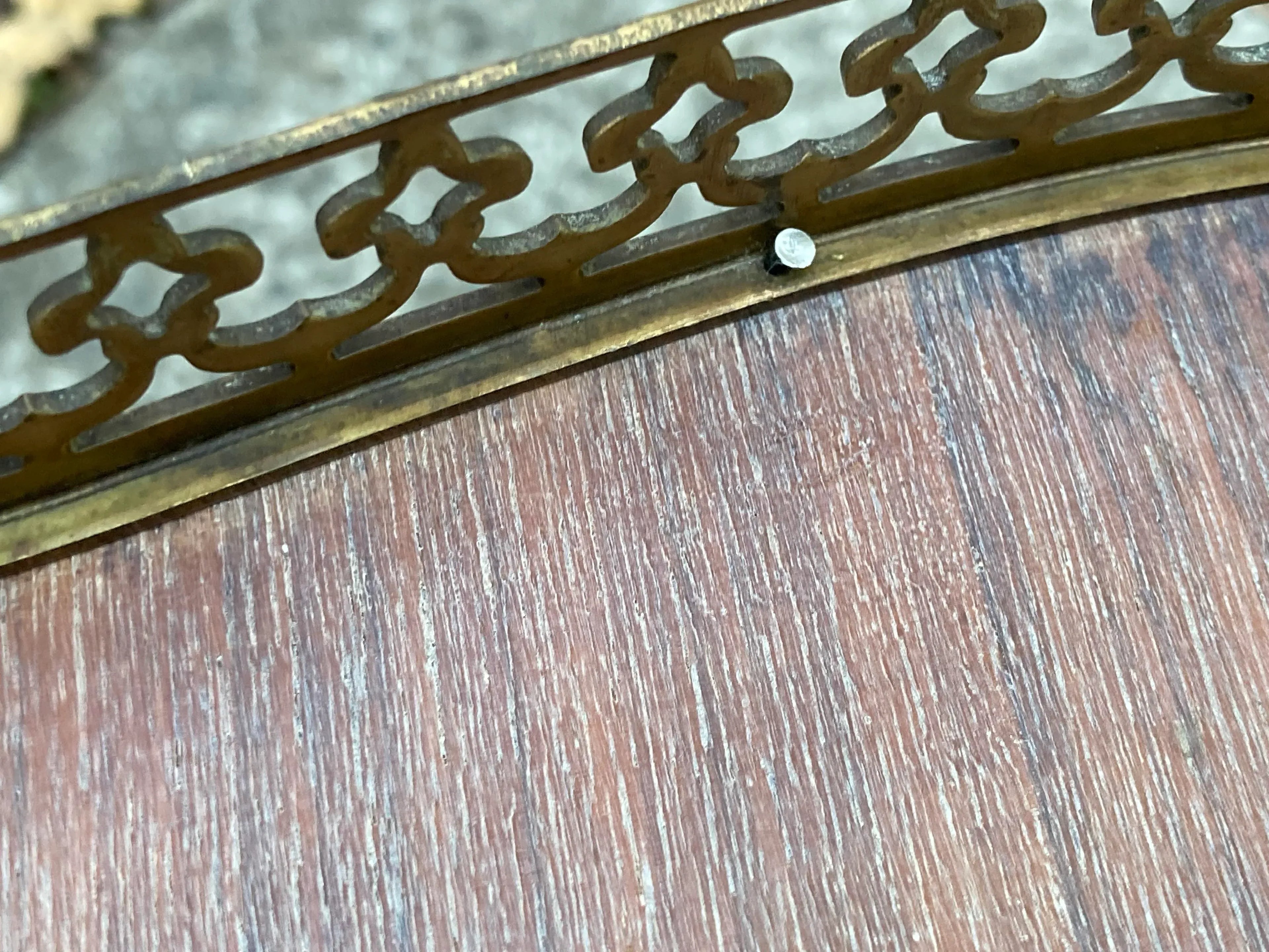 Late 19th Century Antique French Provincial Bleached Marquetry Occasional Table With Bronze Gallery