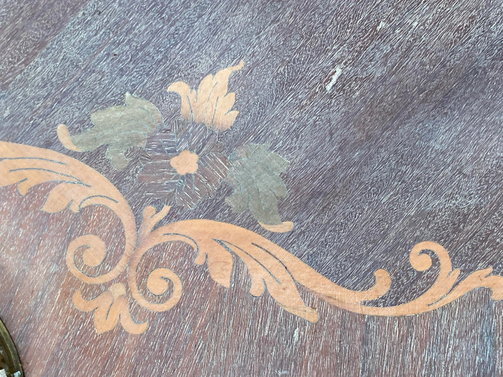 Late 19th Century Antique French Provincial Bleached Marquetry Occasional Table With Bronze Gallery