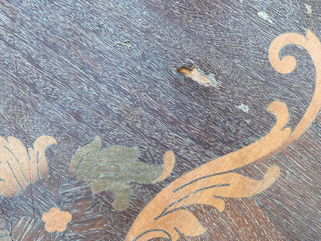 Late 19th Century Antique French Provincial Bleached Marquetry Occasional Table With Bronze Gallery