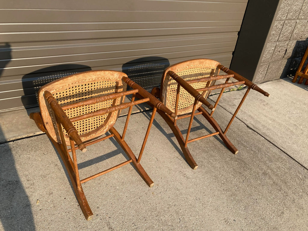 Late 19th Century Antique Maple Side Chairs With Caned Seats - a Pair