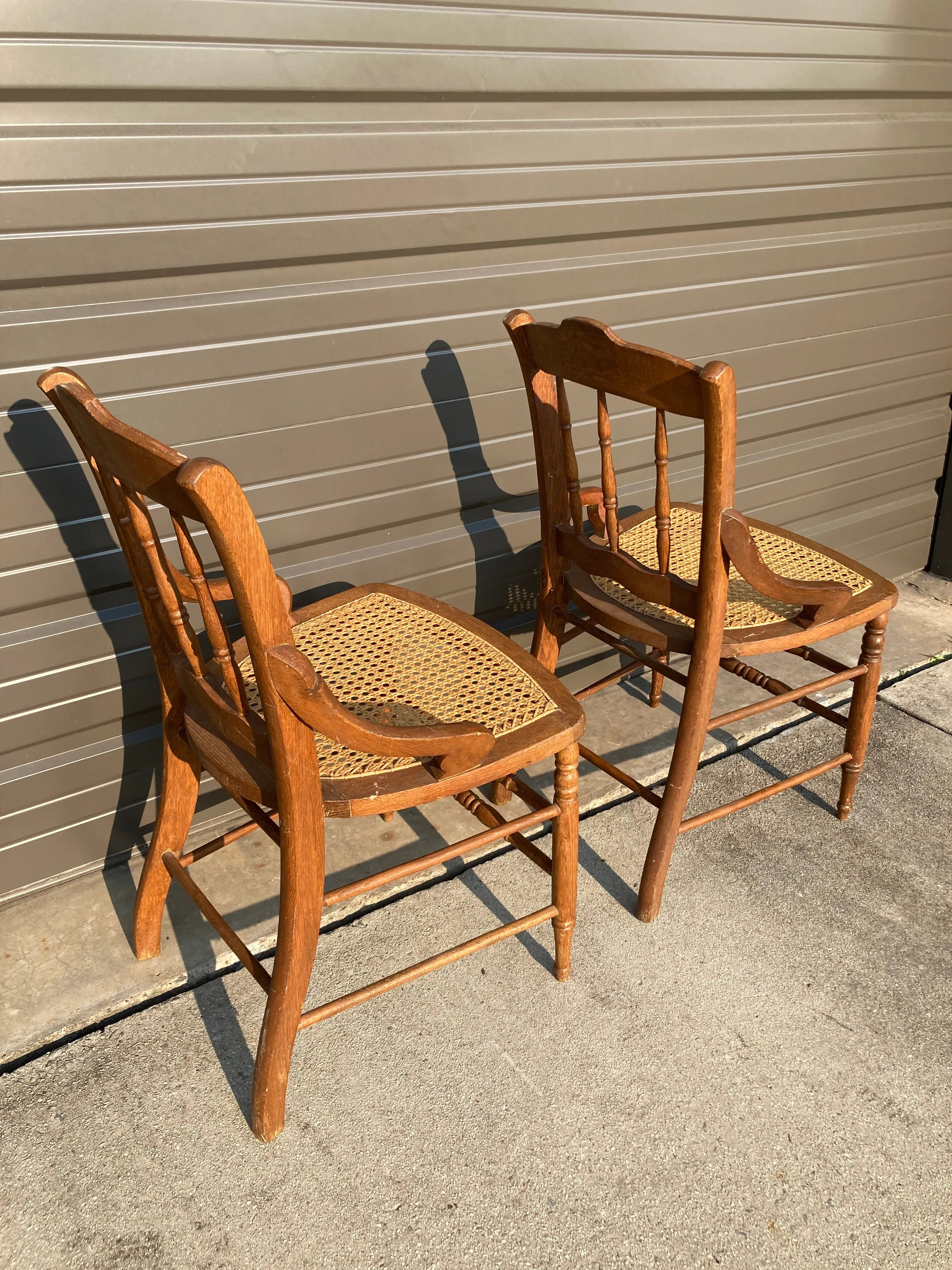 Late 19th Century Antique Maple Side Chairs With Caned Seats - a Pair