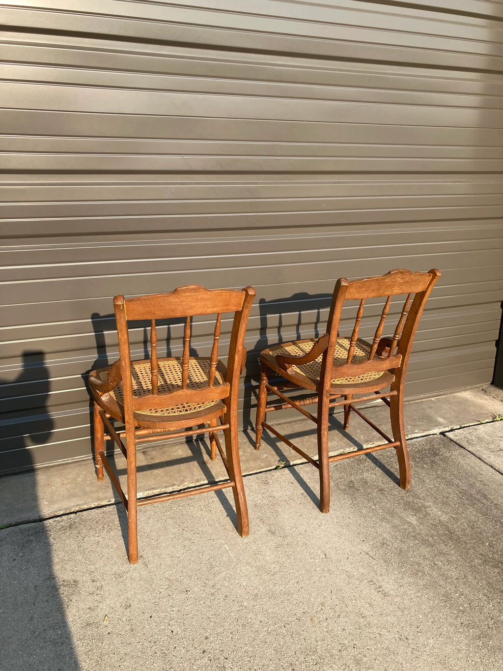 Late 19th Century Antique Maple Side Chairs With Caned Seats - a Pair