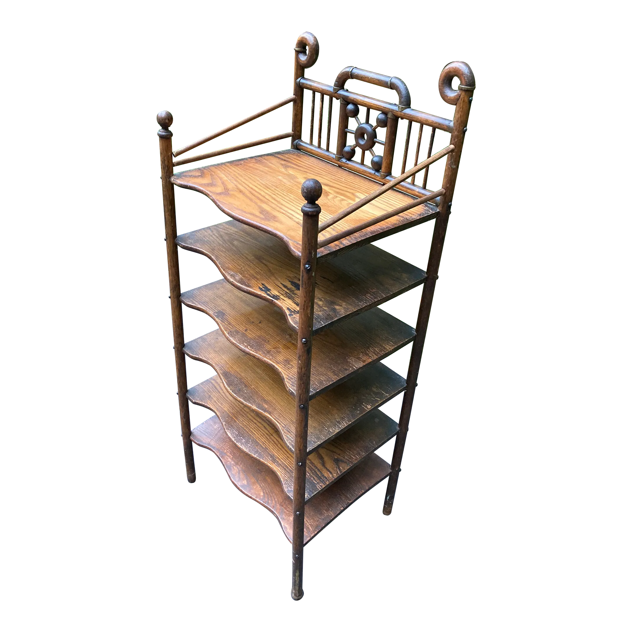 Late 19th Century Bamboo Stick and Ball Etagere With Brass Accents
