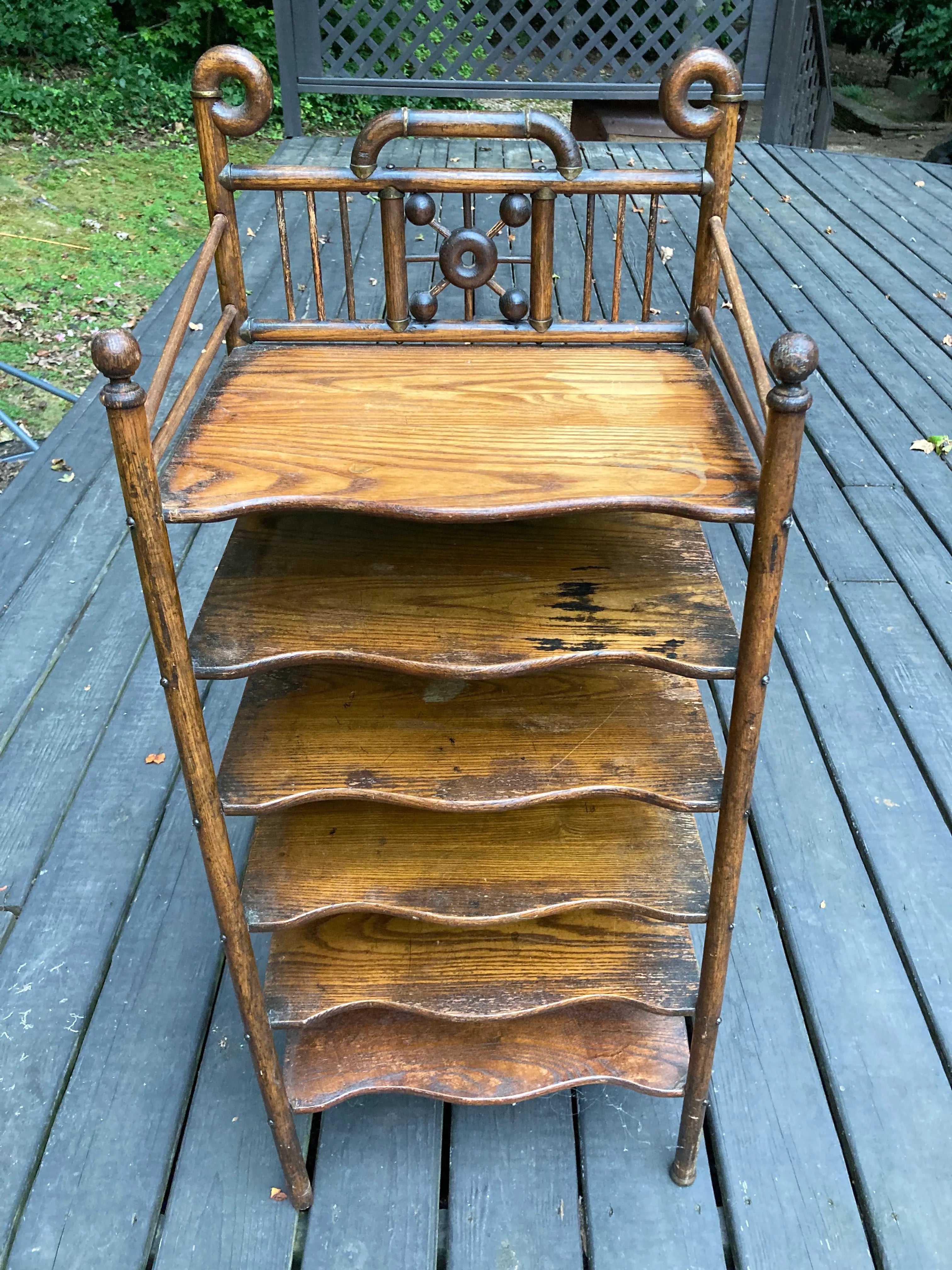 Late 19th Century Bamboo Stick and Ball Etagere With Brass Accents