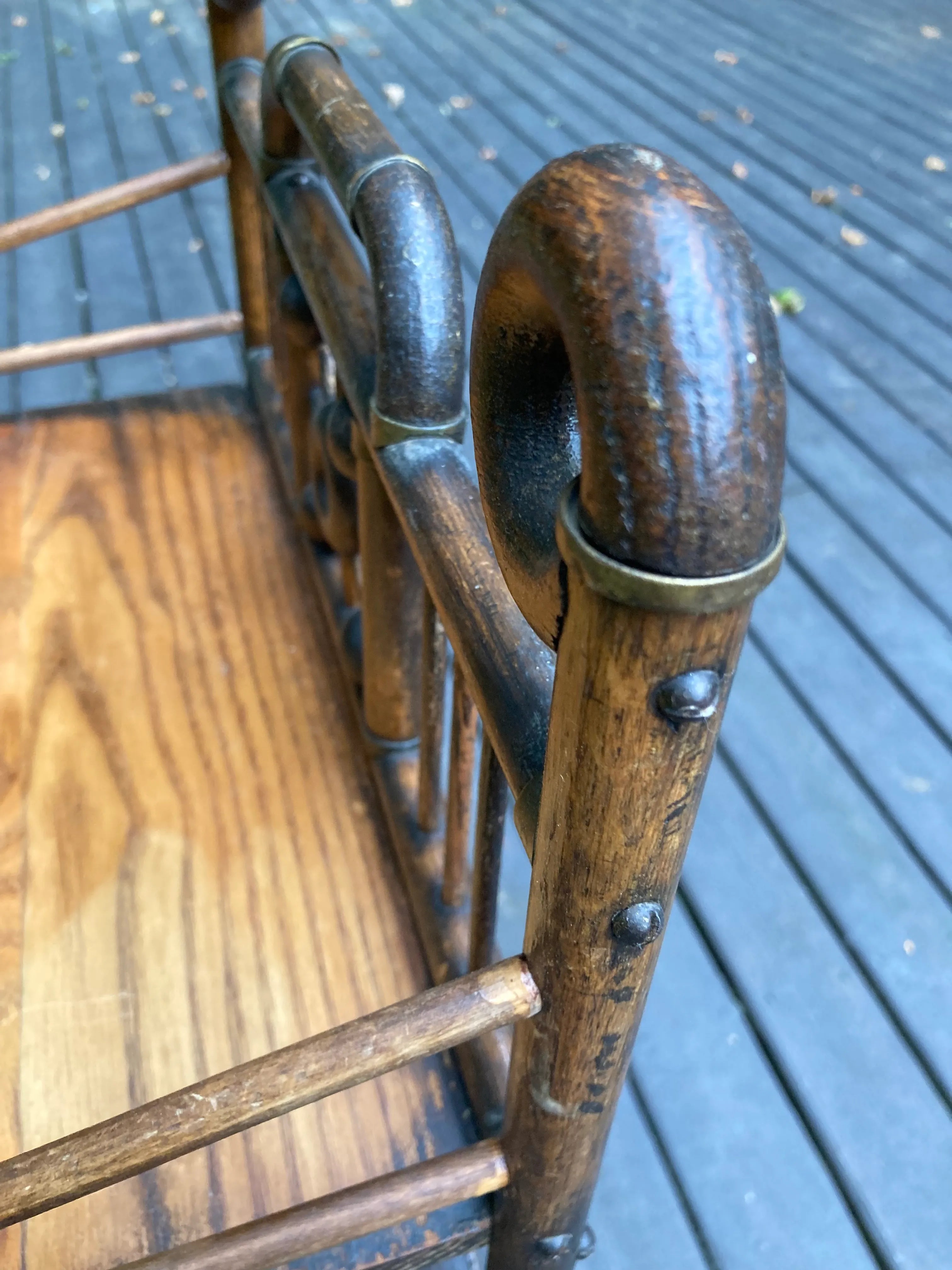 Late 19th Century Bamboo Stick and Ball Etagere With Brass Accents