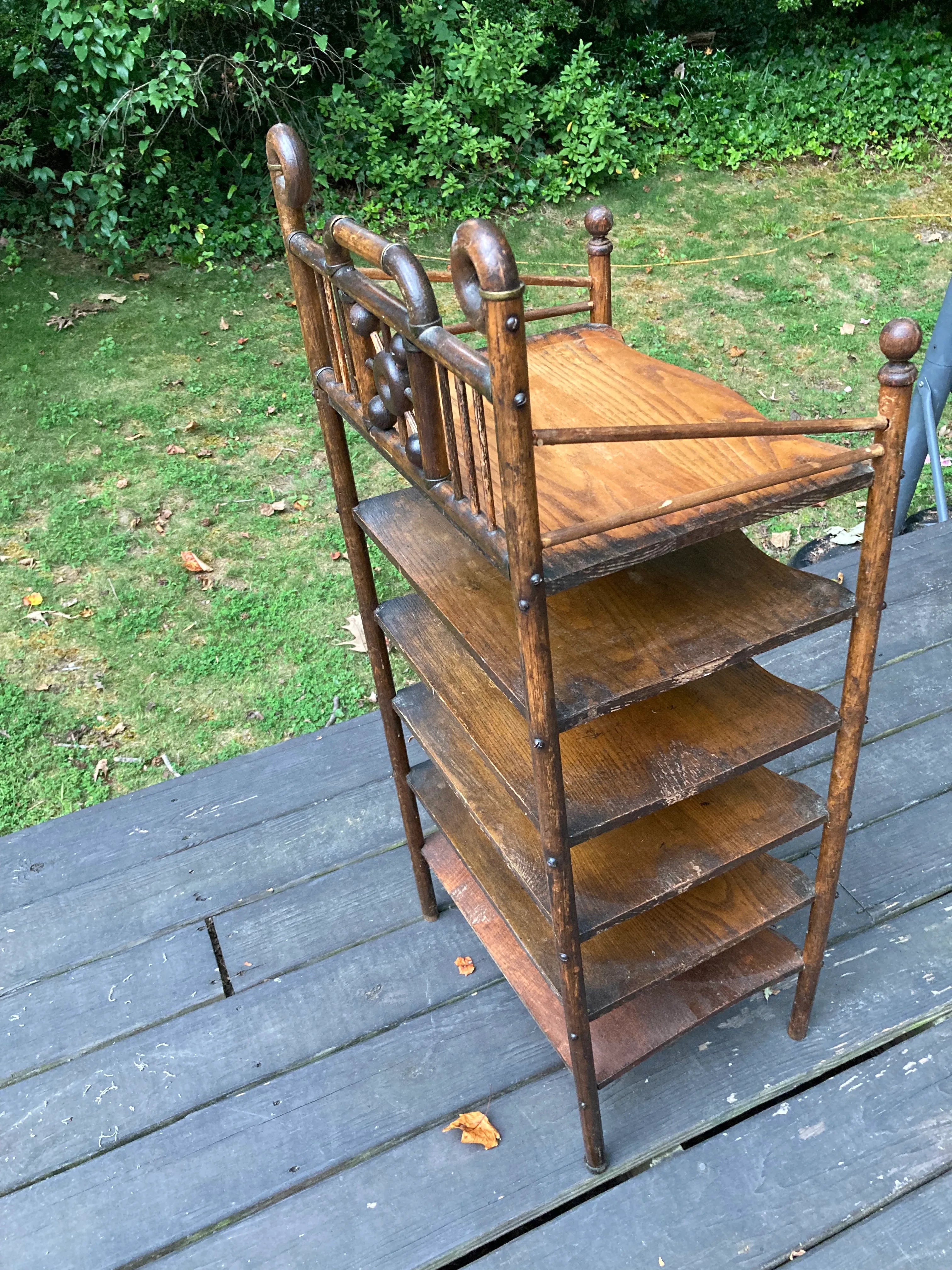 Late 19th Century Bamboo Stick and Ball Etagere With Brass Accents