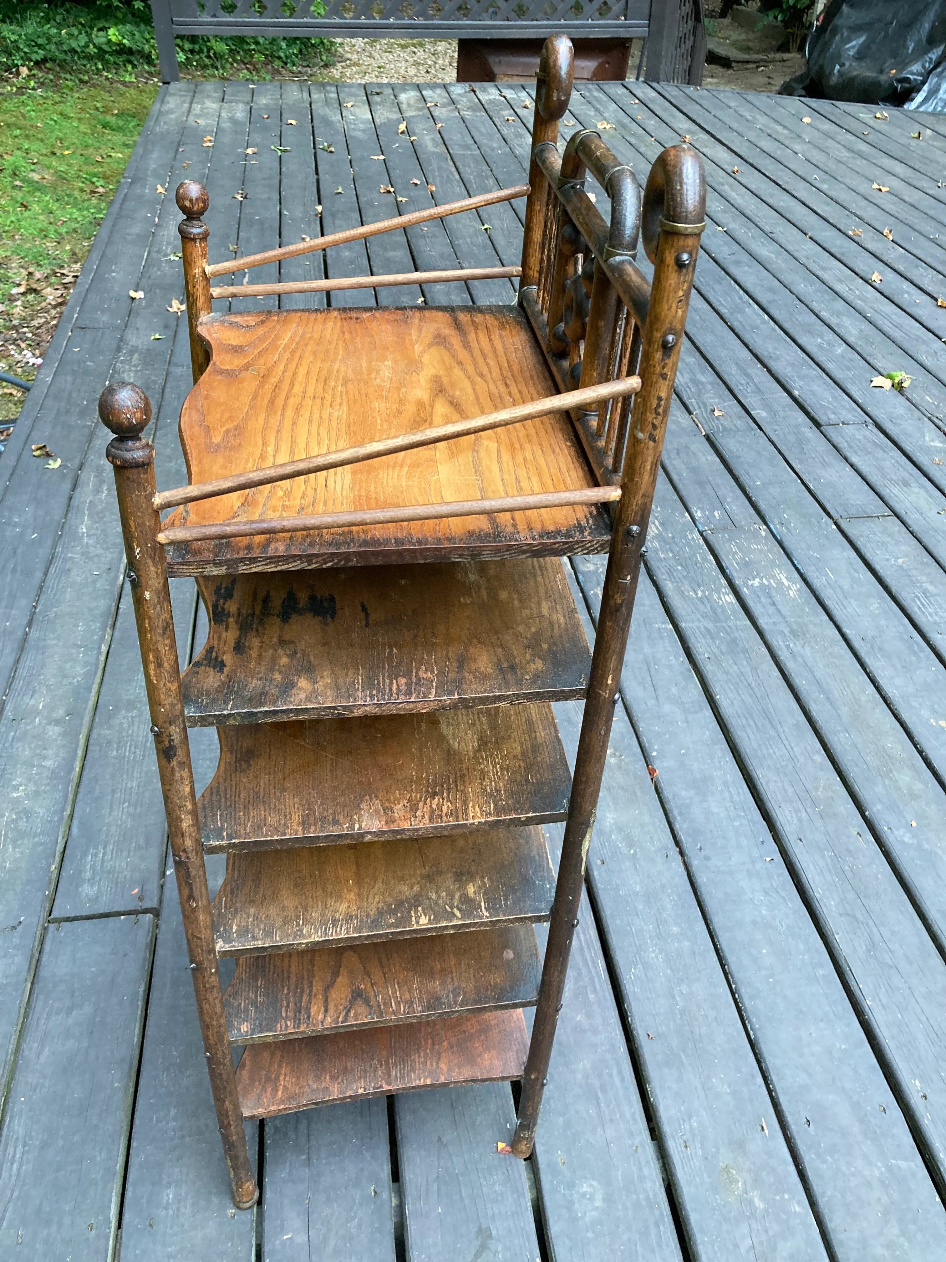 Late 19th Century Bamboo Stick and Ball Etagere With Brass Accents