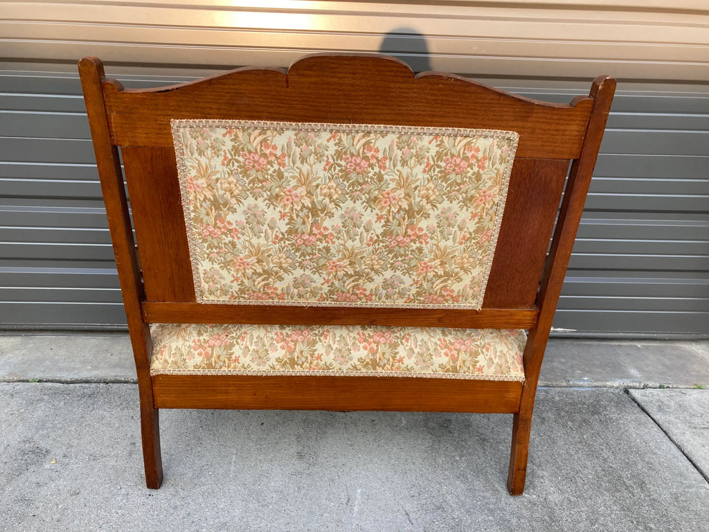 Late 19th Century Carved Wooden Settee in Floral Motif
