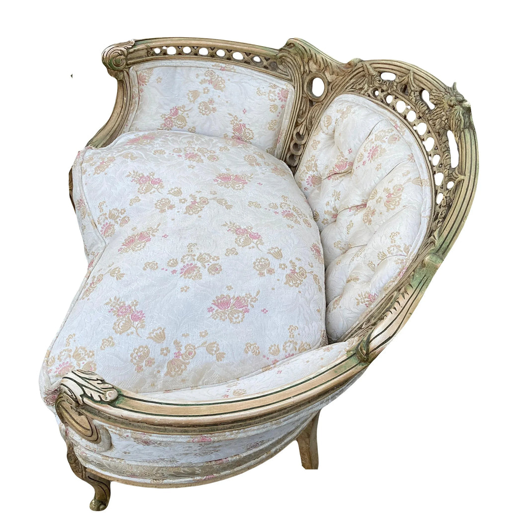 Late 19th Century French Provincial Settee and Armchair Set- 3 Pieces
