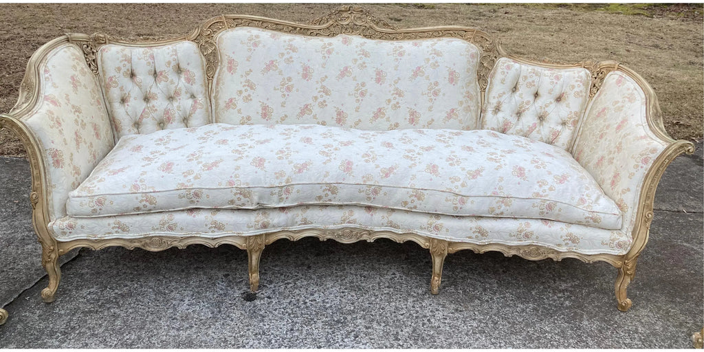 Late 19th Century French Provincial Settee and Armchair Set- 3 Pieces