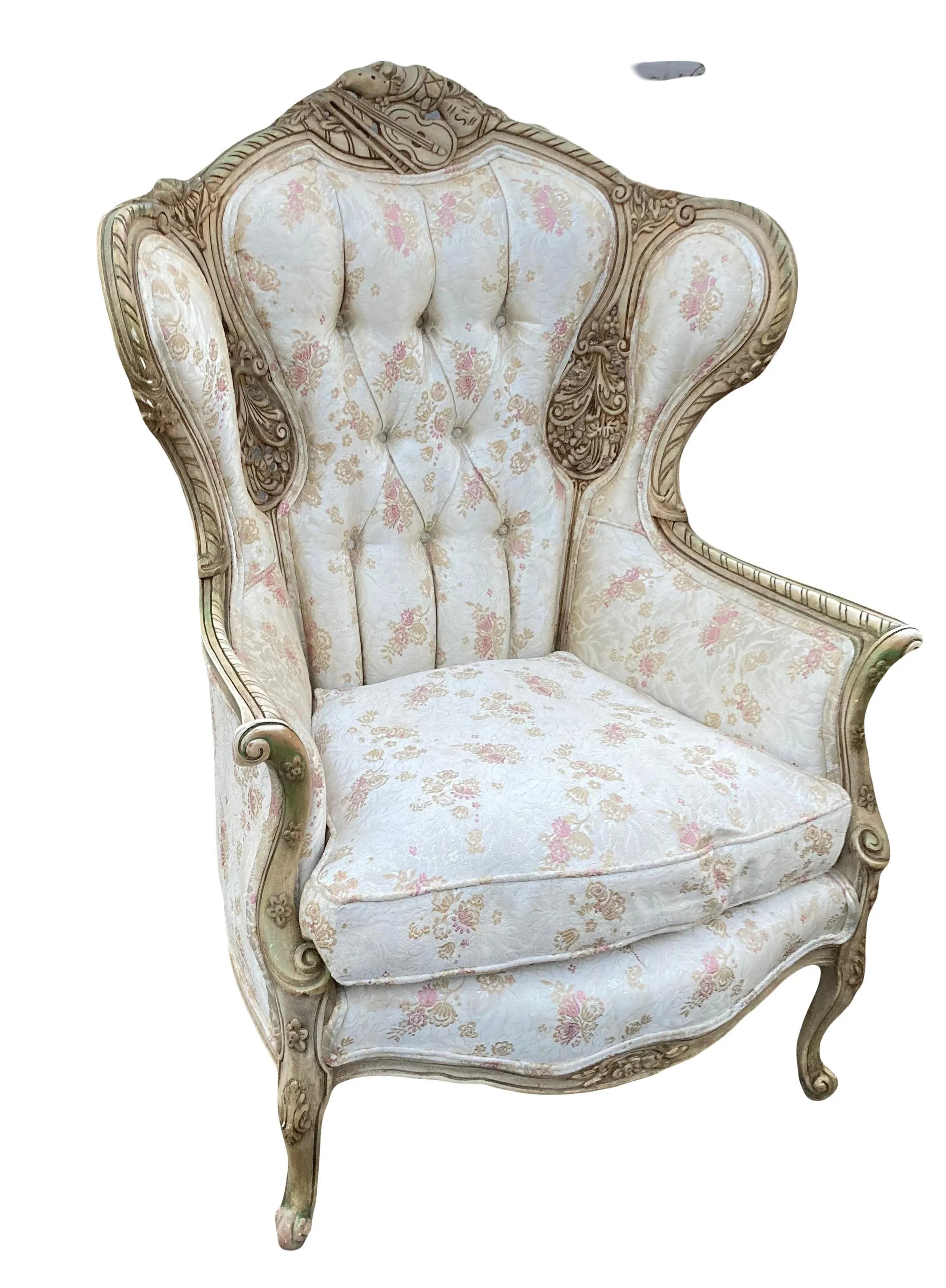 Late 19th Century French Provincial Settee and Armchair Set- 3 Pieces