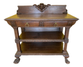Late 19th Century Gothic Revival Side Board Buffet With Carved Lion Head Cornice