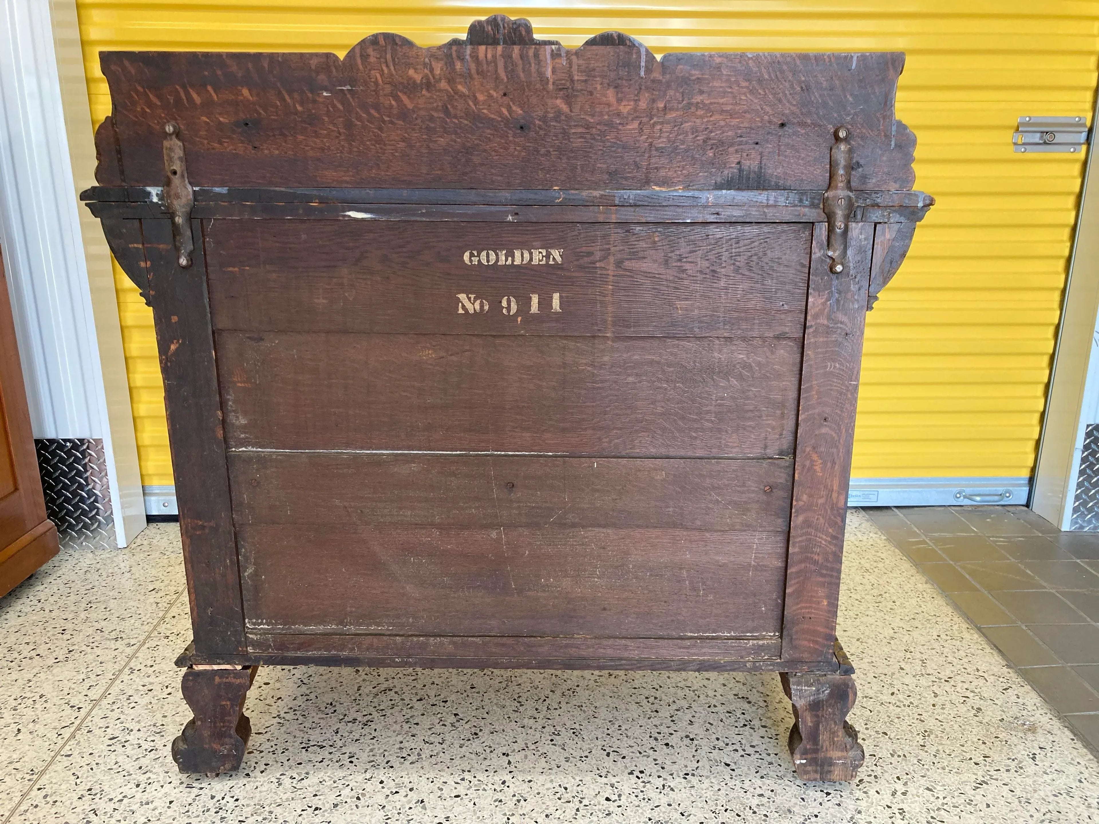 Late 19th Century Gothic Revival Side Board Buffet With Carved Lion Head Cornice