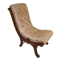 Late 19th Century Japanese Obi Nursing Slipper Chair With Original Japanese Silk Upholstery