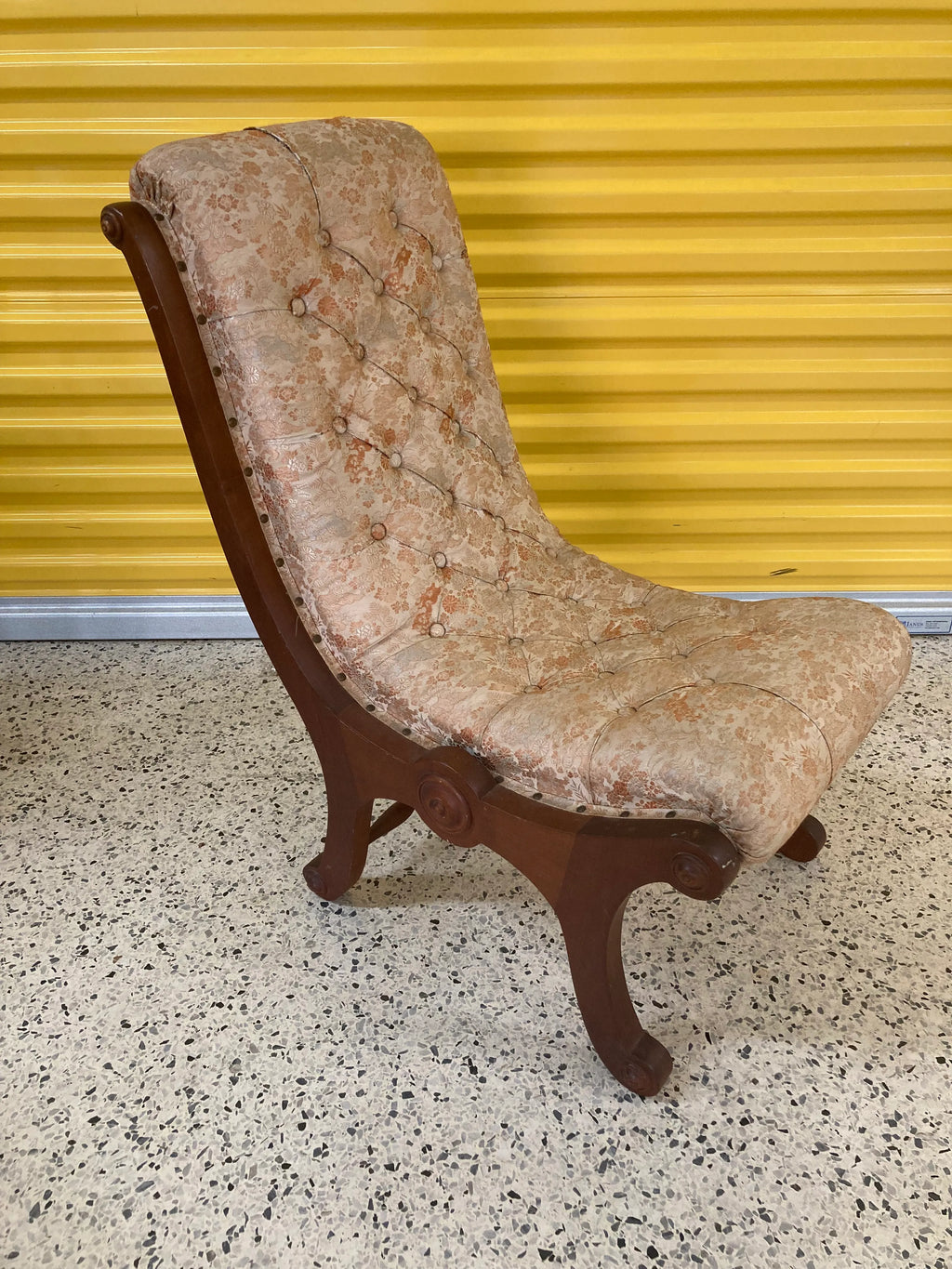 Late 19th Century Japanese Obi Nursing Slipper Chair With Original Japanese Silk Upholstery