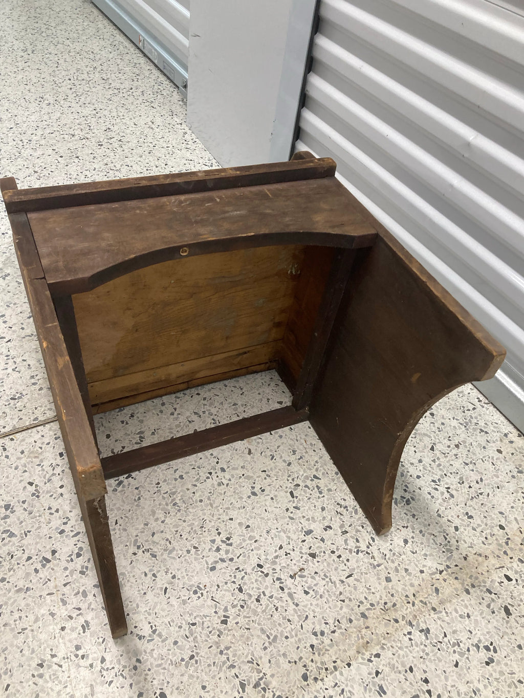 Late 19th Century Primitive Child’s Settle Chair With Rear Drawer