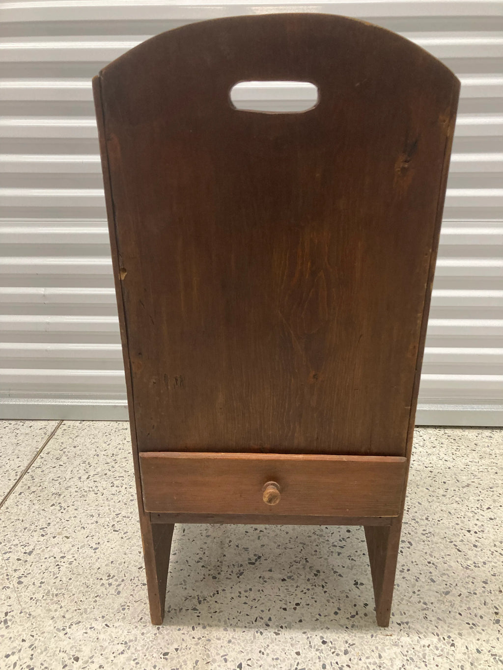 Late 19th Century Primitive Child’s Settle Chair With Rear Drawer