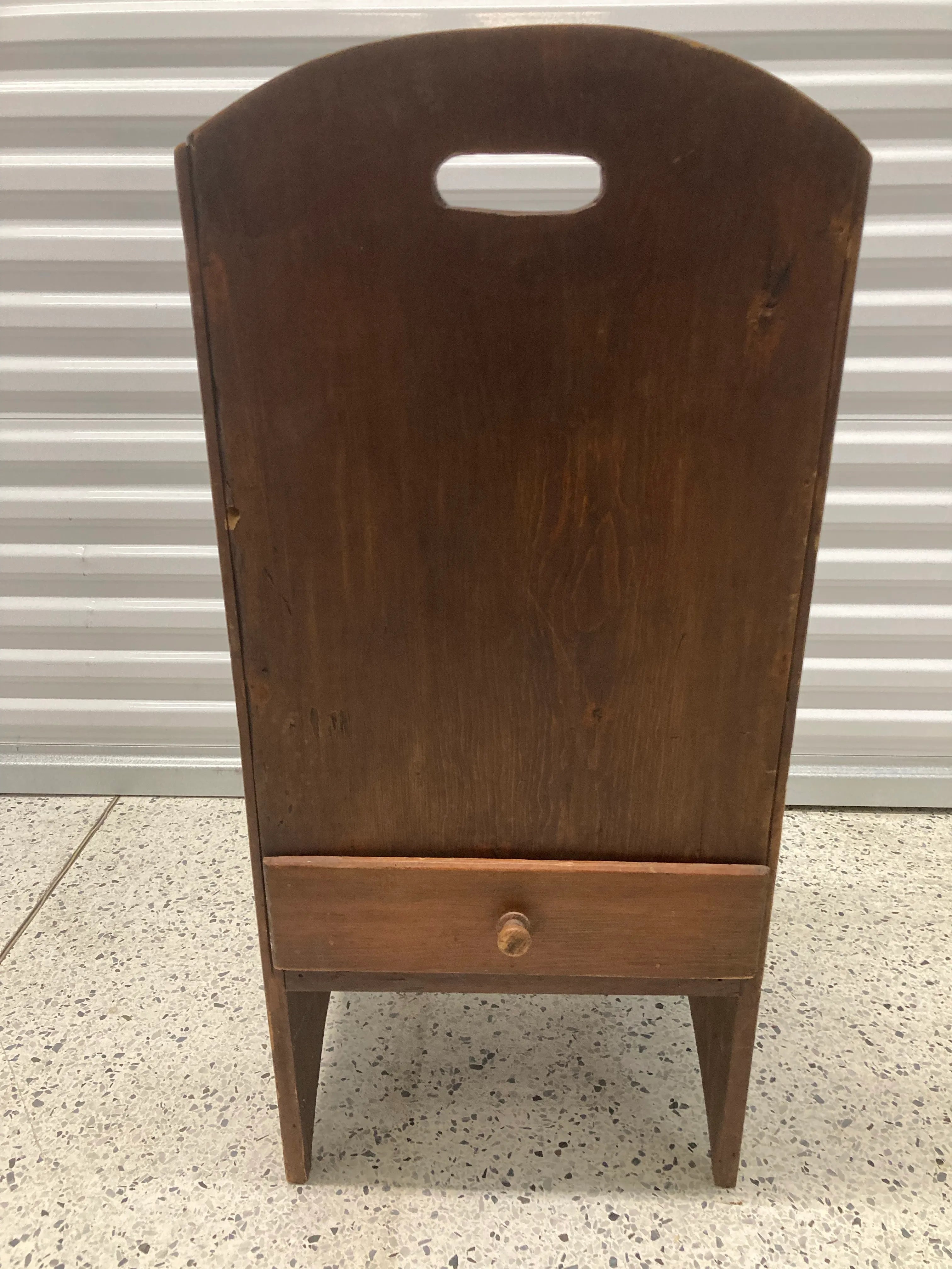 Late 19th Century Primitive Child’s Settle Chair With Rear Drawer