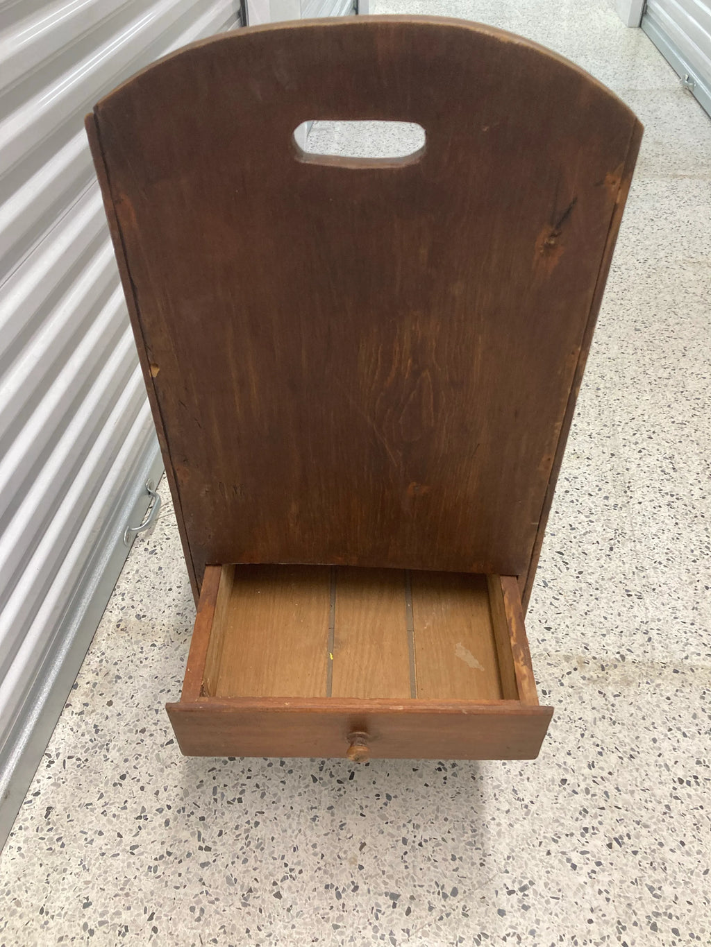 Late 19th Century Primitive Child’s Settle Chair With Rear Drawer