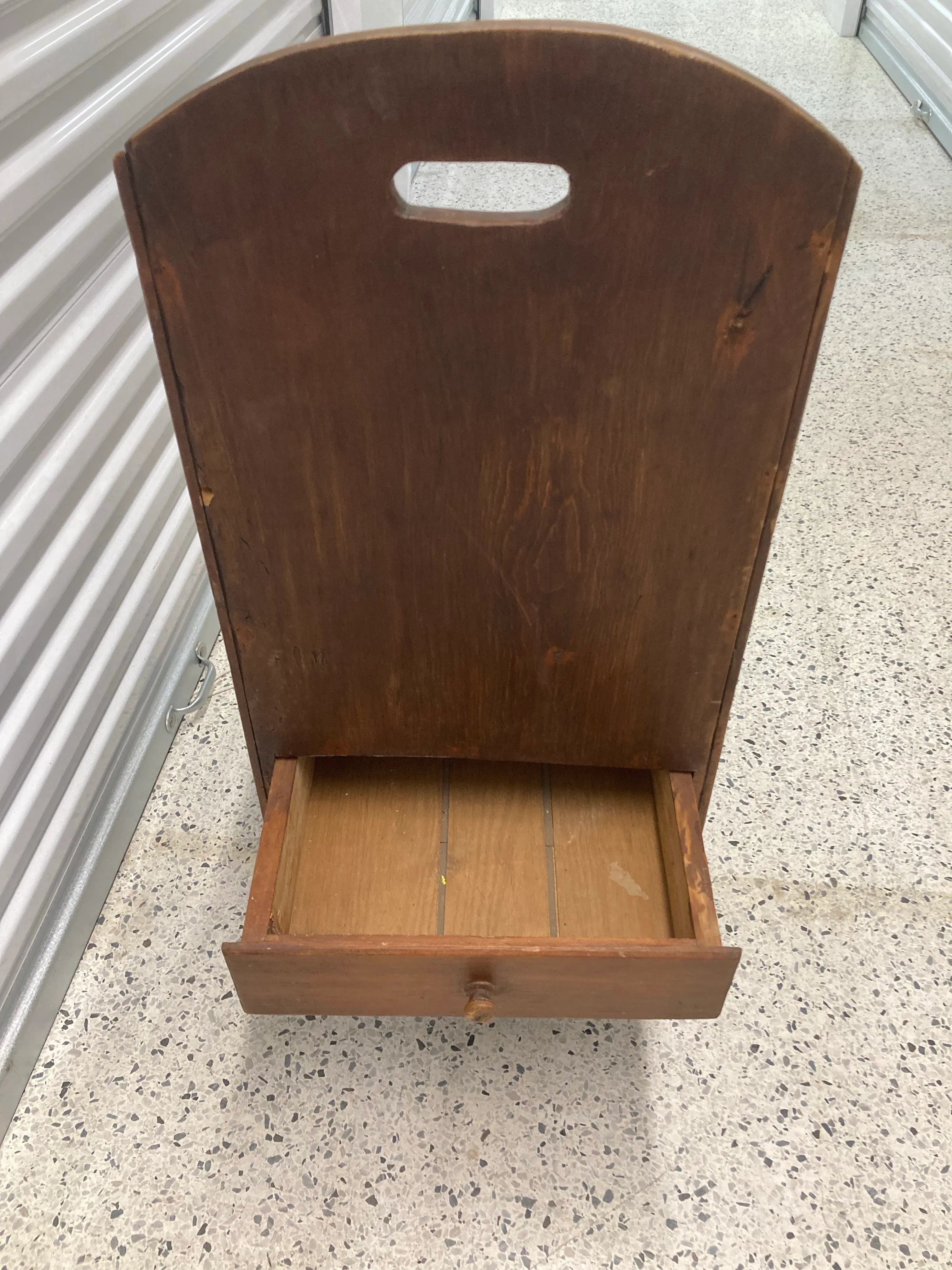 Late 19th Century Primitive Child’s Settle Chair With Rear Drawer