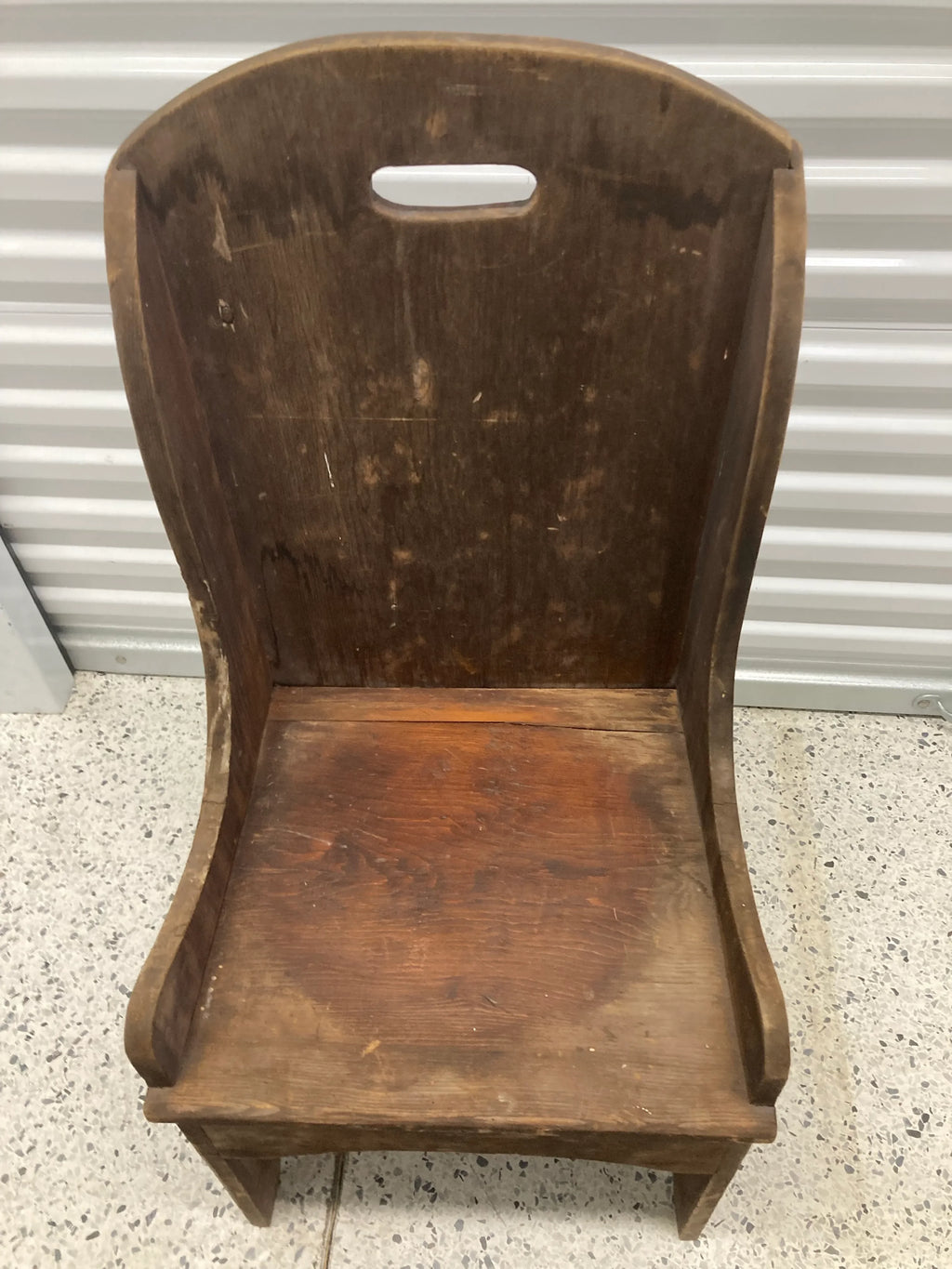 Late 19th Century Primitive Child’s Settle Chair With Rear Drawer