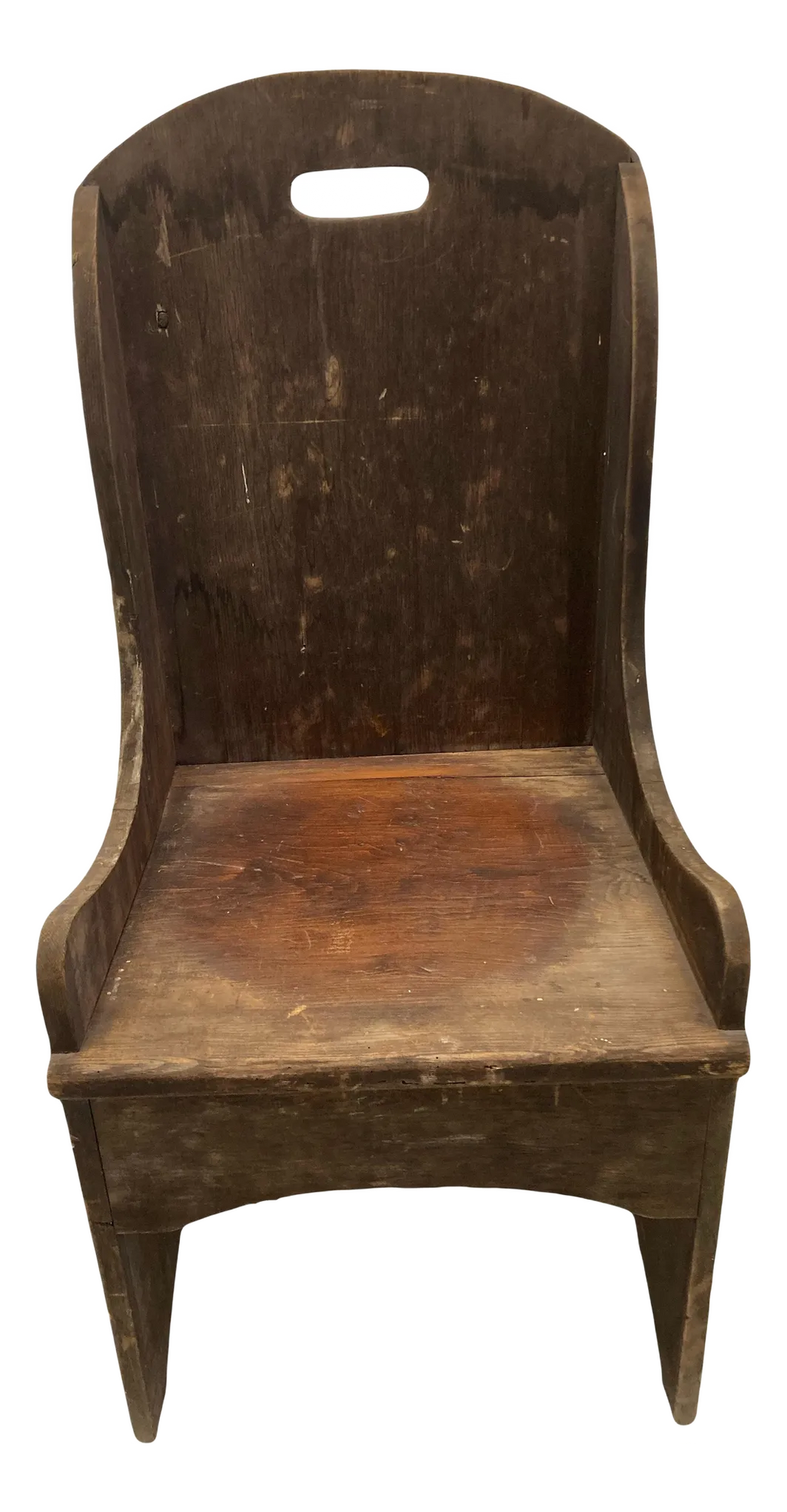 Late 19th Century Primitive Child’s Settle Chair With Rear Drawer
