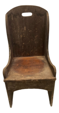 Late 19th Century Primitive Child’s Settle Chair With Rear Drawer
