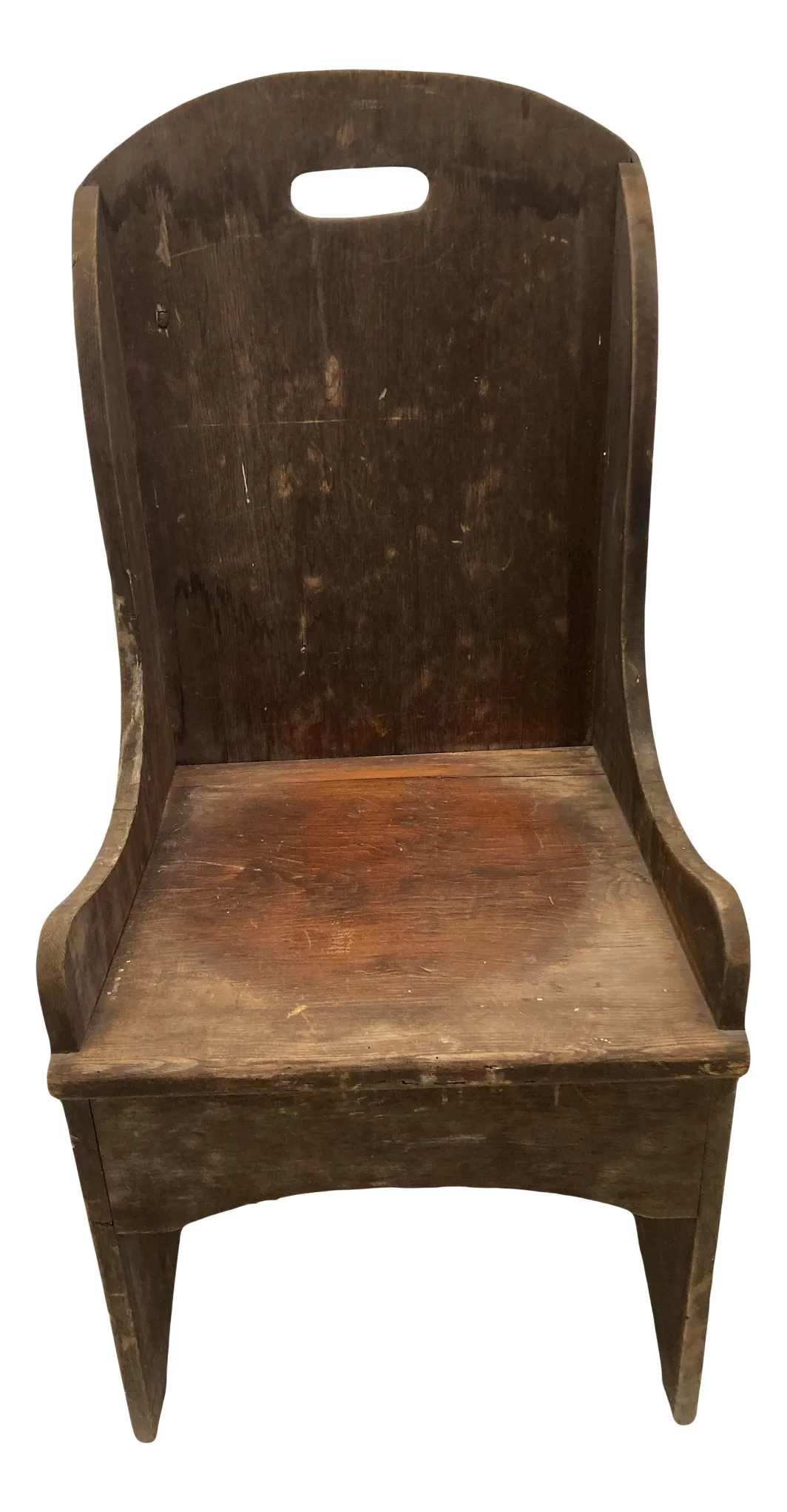 Late 19th Century Primitive Child’s Settle Chair With Rear Drawer