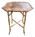 Late 19th Century Victorian Era Tiger Bamboo Wabi Sabi Naturally Distressed Octoganal Side Table