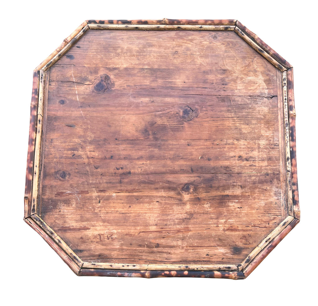 Late 19th Century Victorian Era Tiger Bamboo Wabi Sabi Naturally Distressed Octoganal Side Table
