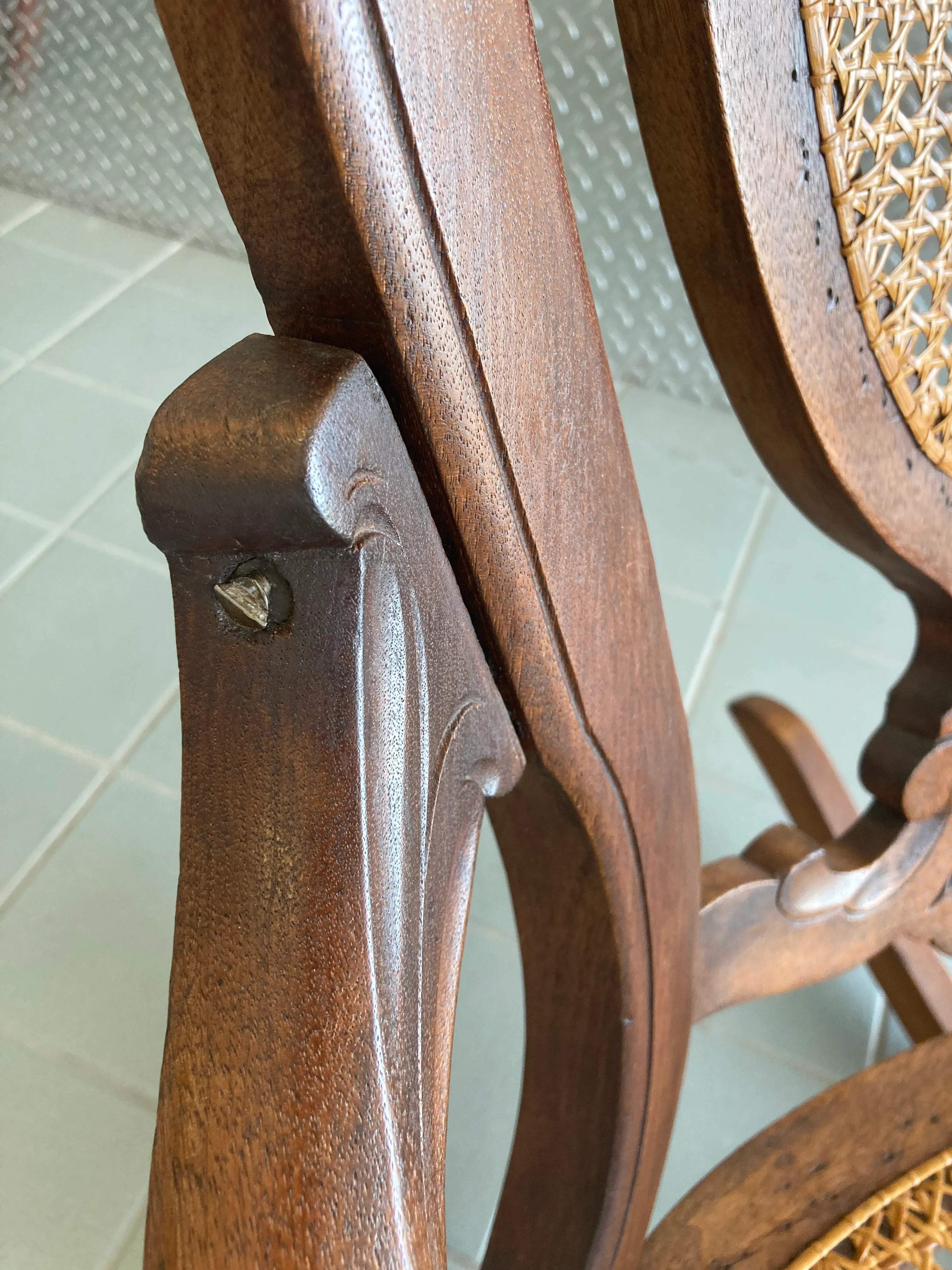 Late 19th Century Victorian Rocking Chair With Caned Seat and Back