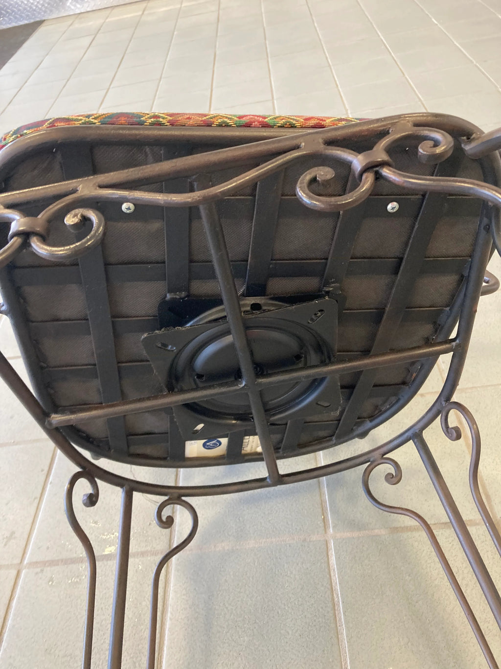 Late 20th Century Ethan Allen Wrought Iron Bar Height Counter Stools - a Pair