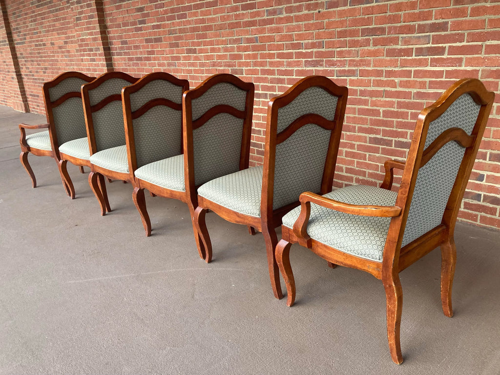 Late 20th Century Hickory White Dining Chairs in Sage Upholstery - Set of 6