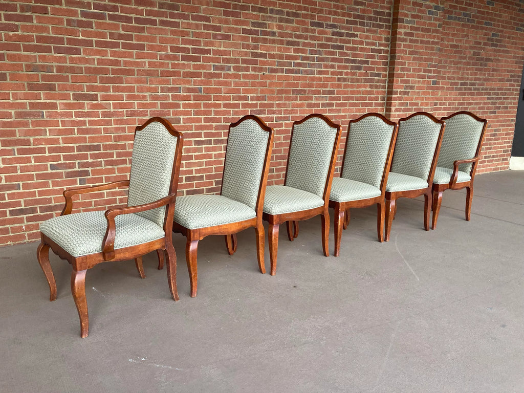 Late 20th Century Hickory White Dining Chairs in Sage Upholstery - Set of 6
