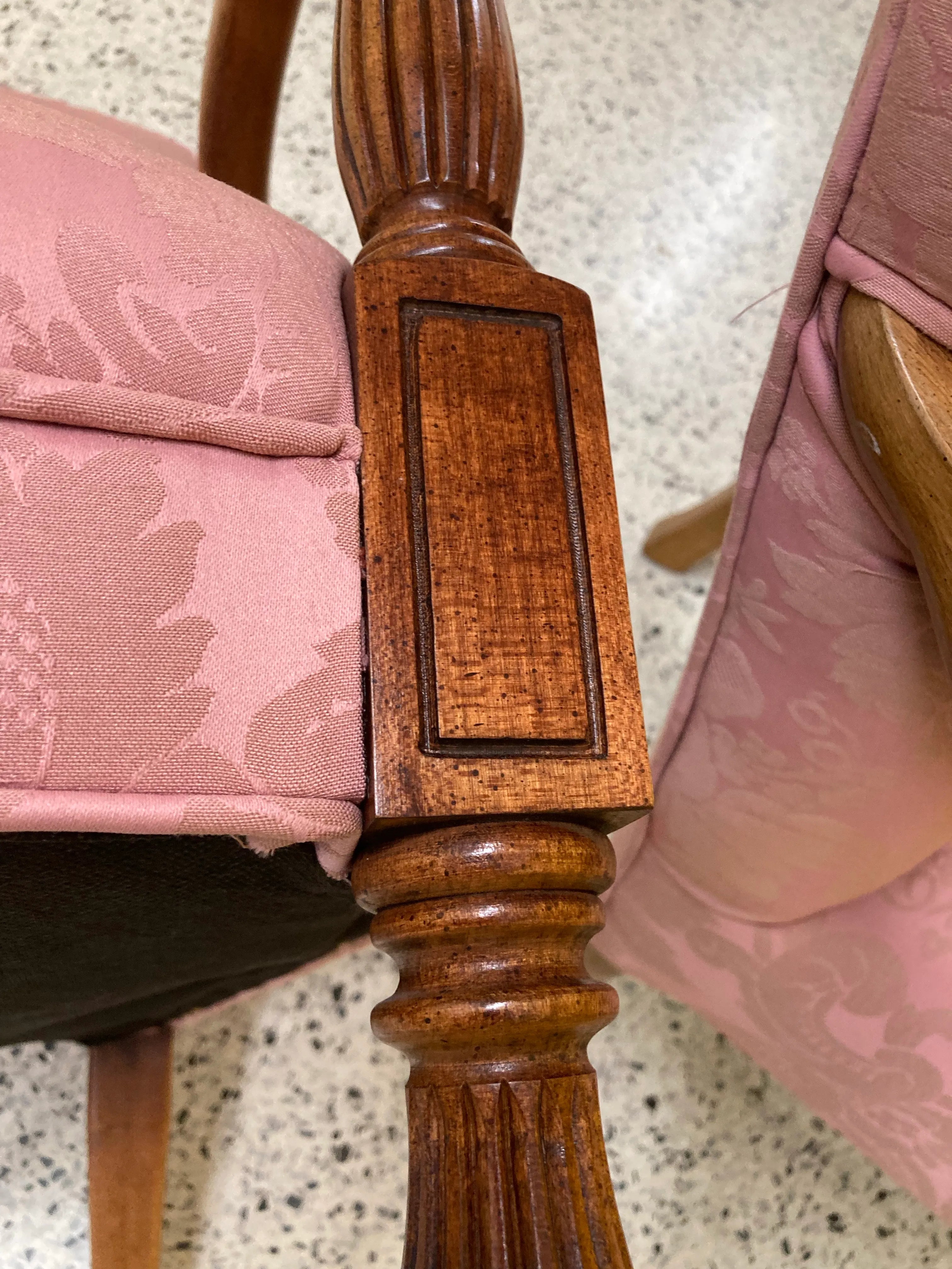 Late 20th Century Library Chairs in Pink Rose Damask by Sam Moore Furniture - A Pair