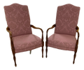 Late 20th Century Library Chairs in Pink Rose Damask by Sam Moore Furniture - A Pair